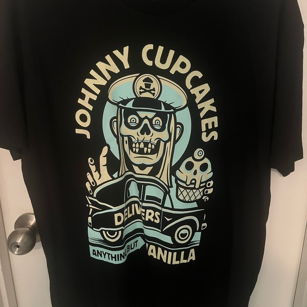 Johnny Cupcakes Black Tee with Skull and Truck Design